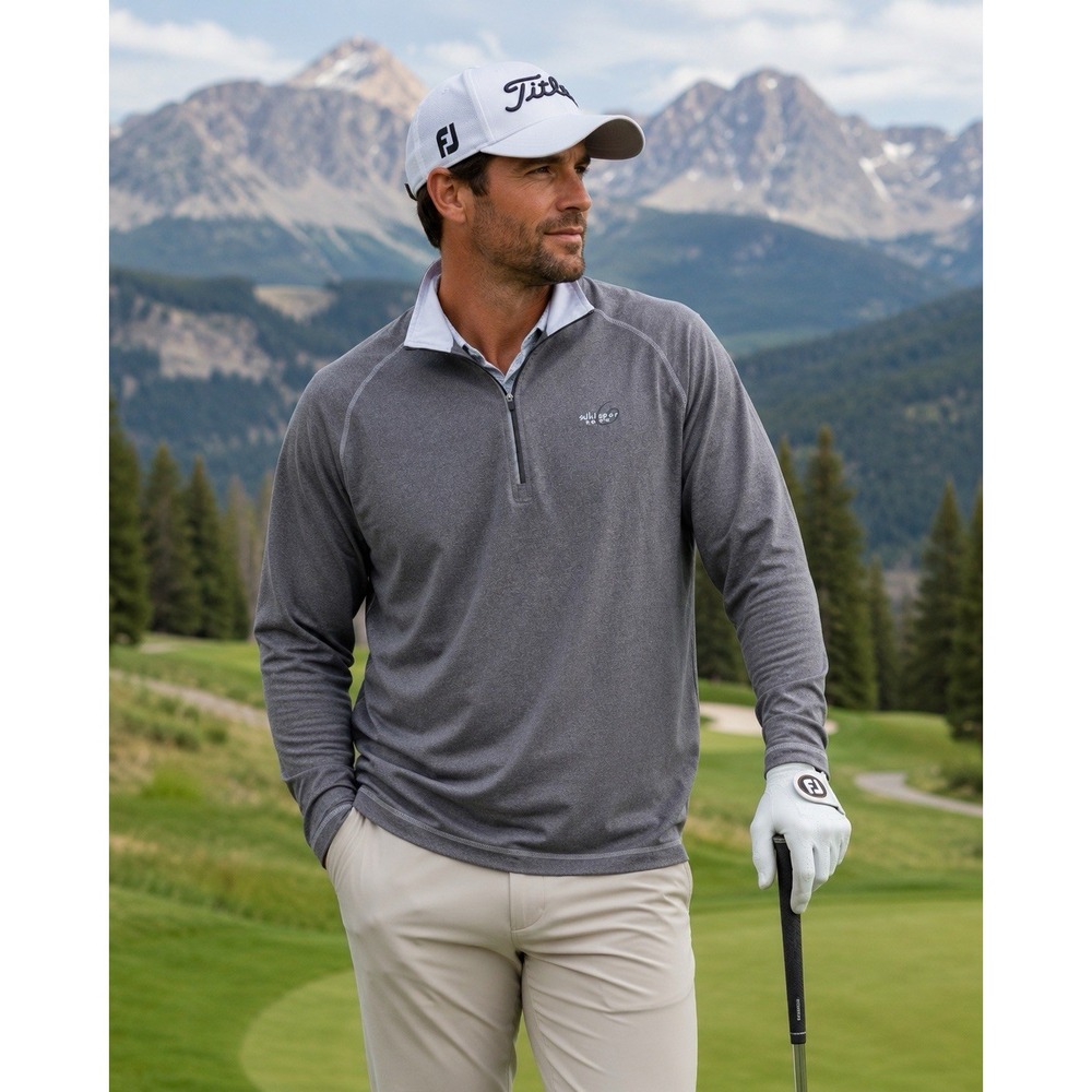 Straight Down 1/4 ZIP MENS MEDIUM Long Sleeve SWEATSHIRT Golf NAVY WHITE